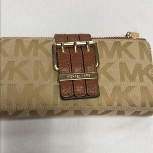 Michael Kors Beige Wallet with Brown and Gold Details